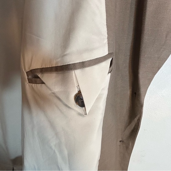 FRANK & OAK Sz S Oversized Belted Peak Lapel Linen Tencel Patch Pockets Blazer - Picture 11 of 12